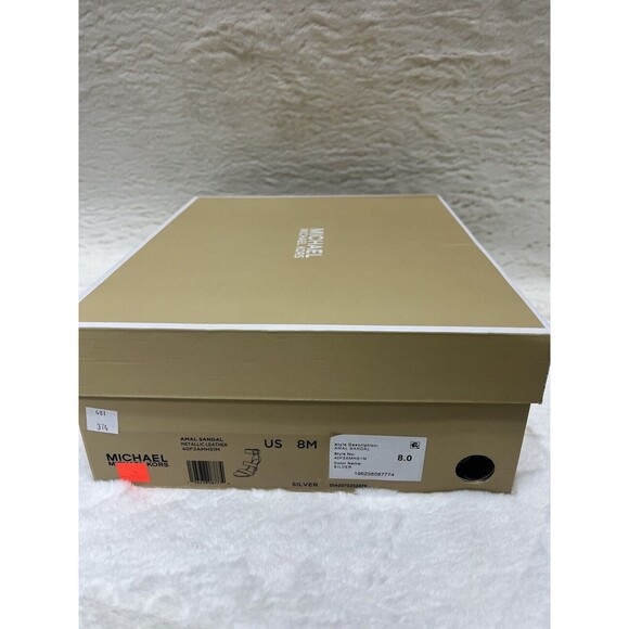 Michael Kors Women's Amal Metallic Snake Embossed Leather Sandal Silver, US 8 M - Picture 11 of 11